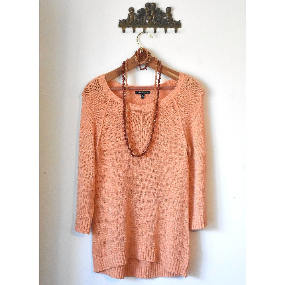Cable & Gauge Sherbert Orange Summer Sweater EUC